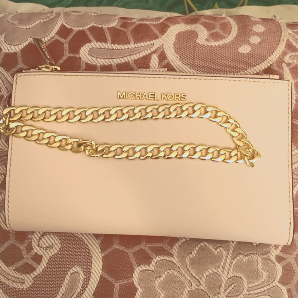 Michael Kors Signature Jet Set Double Zip Wallet Wristlets BLUSH